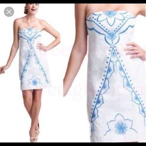 Lilly Pulitzer white with Blue embroidery dress